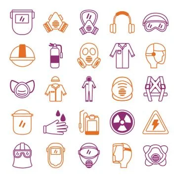 Bundle of protection tools set icons Illustrazione stock