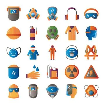 Bundle of protection tools set icons Illustrazione stock