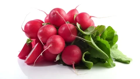 Bundle of Radish on white background isolated Video stock 282382393