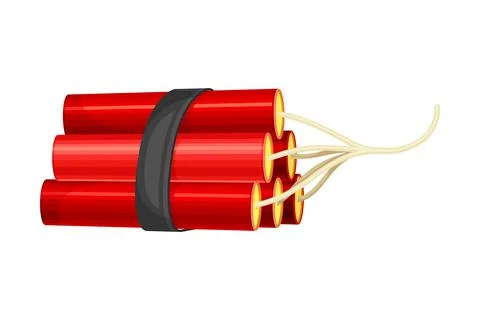 Bundle of red dynamite sticks with wick vector illustration Illustrazione stock