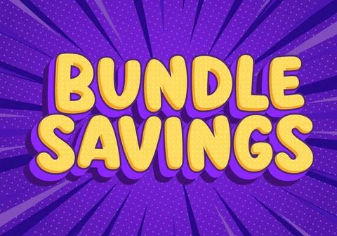 Bundle savings text on purple burst background Stock Illustration