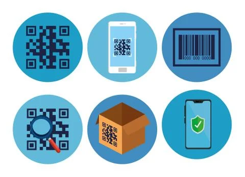 Bundle scan code qr set icons 库存插图