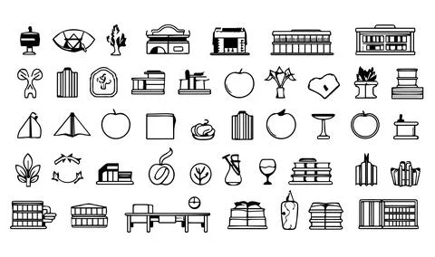 Bundle of school supplies icons vector illustration designicon set line style. Stock Illustration