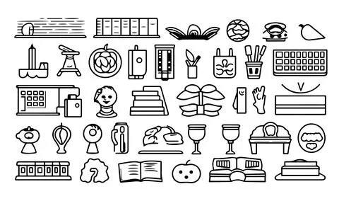 Bundle of school supplies icons vector illustration designicon set line style. Stock Illustration