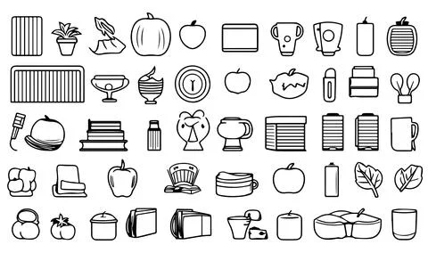 Bundle of school supplies icons vector illustration designicon set line style. Stock Illustration