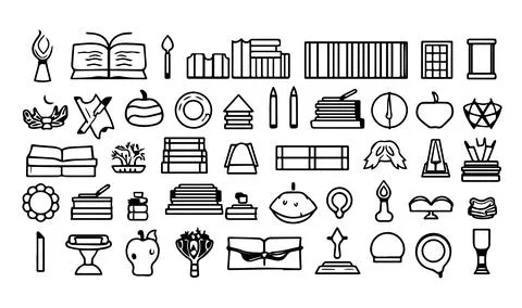 Bundle of school supplies icons vector illustration designicon set line style. Stock Illustration