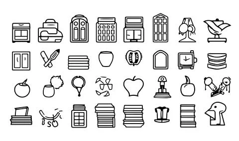 Bundle of school supplies icons vector illustration designicon set line style. Stock Illustration