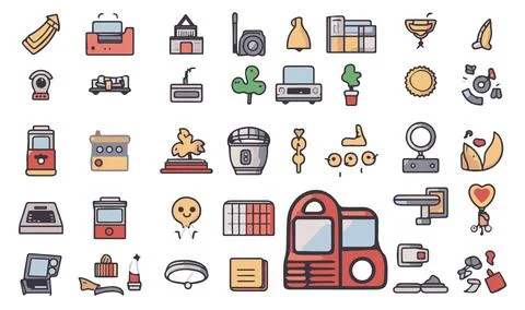 Bundle of school supplies icons vector illustration designicon set line style. Stock Illustration