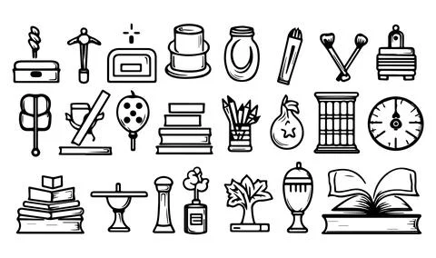 Bundle of school supplies icons vector illustration designicon set line style. Stock Illustration