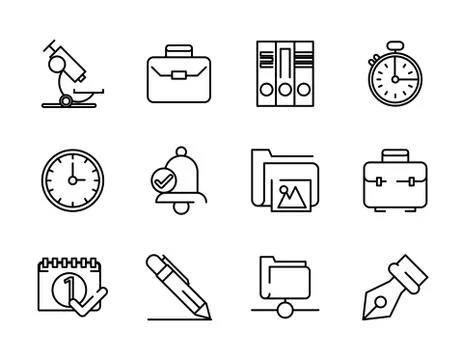 Bundle of school supplies set icons イラスト素材