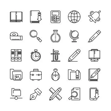 Bundle of school supplies set icons イラスト素材