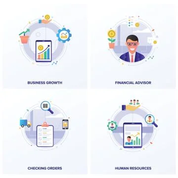 Bundle of Seo Flat Illustrations Stock Illustration