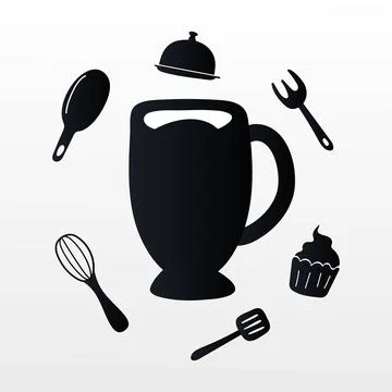 Bundle of seven kitchen utensils set icons Stock Illustration