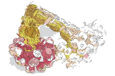 Bundle of shallots and garlic Stock Illustration