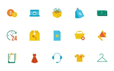 Bundle of shopping set icons Stock Illustration