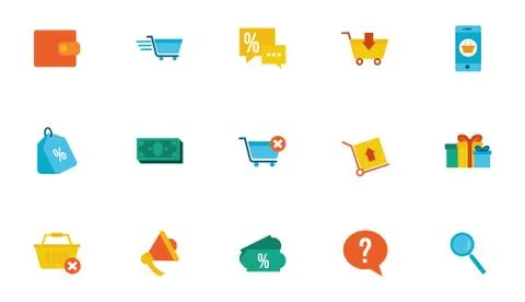 Bundle of shopping set icons Stock Illustration