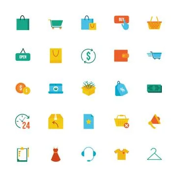 Bundle of shopping set icons Stock Illustration