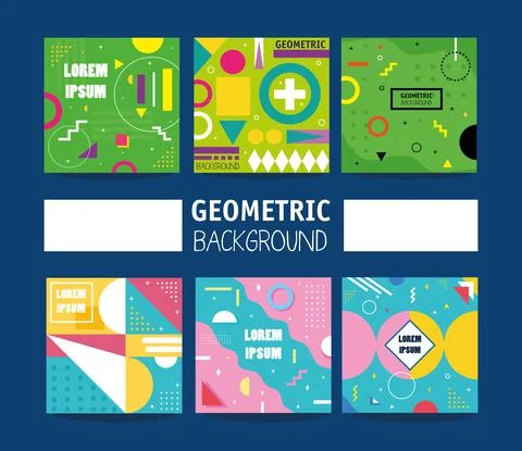 Bundle of six colors geometric minimal backgrounds Illustrazione stock