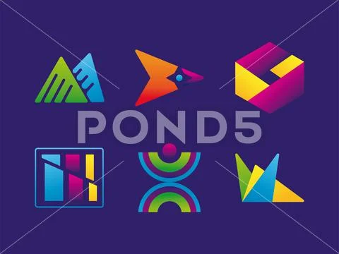 Bundle Of Six Logos Company Set Icons Royalty Free 145515726