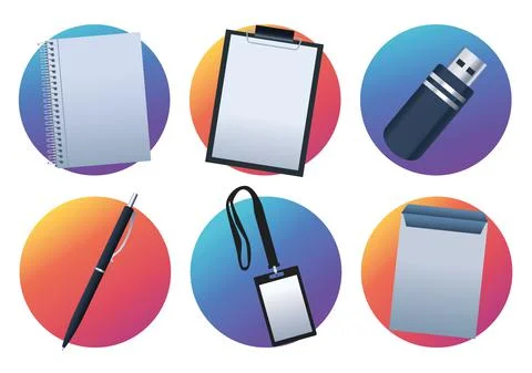 Bundle of six mockup branding elements icons Stockillustratie