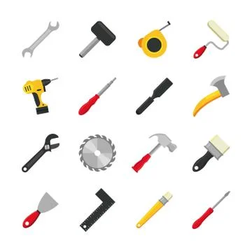 Bundle of sixteen tools set collection icons Stockillustratie