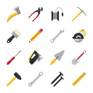 Bundle of sixteen tools set icons Stock Illustration