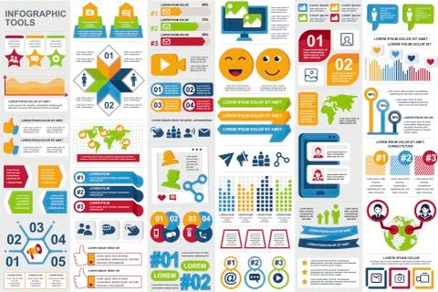 Bundle social media infographic elements 스톡 일러스트