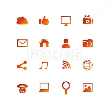 Bundle social media set icons Stock Illustration