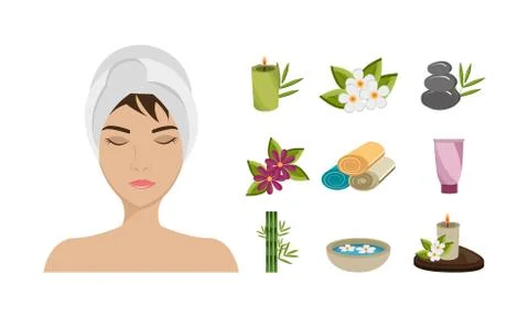 Bundle spa therapy set icons 스톡 일러스트