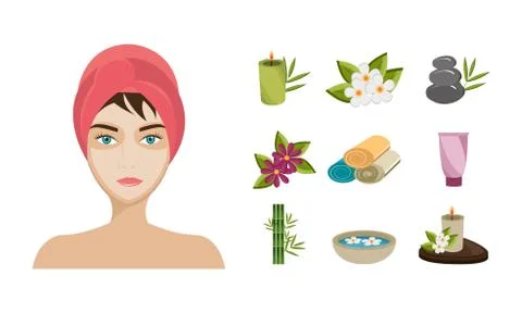 Bundle spa therapy set icons Illustrazione stock