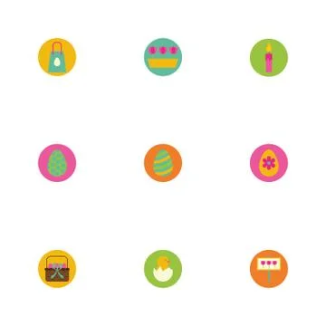 Bundle of spring set block and flat icons Stock Illustration