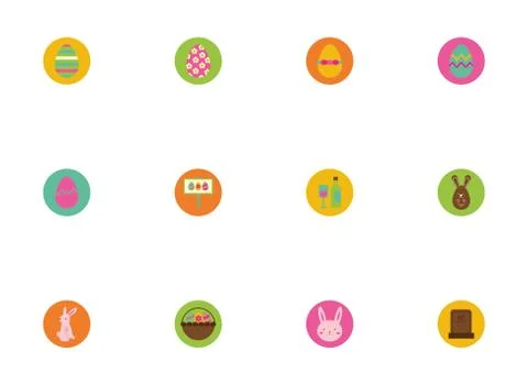 Bundle of spring set block and flat icons Stock Illustration