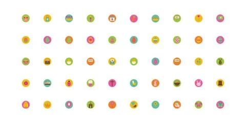 Bundle of spring set block and flat icons Stock Illustration