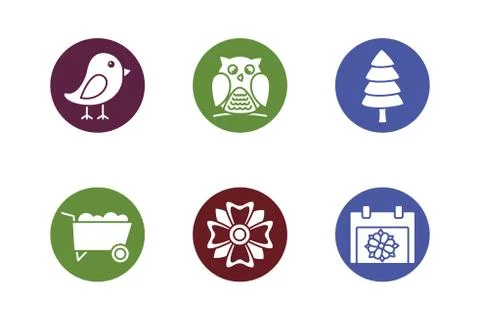 Bundle of spring set block icons Stock Illustration