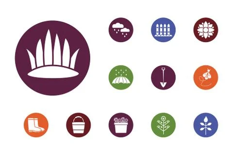 Bundle of spring set block icons Stock Illustration