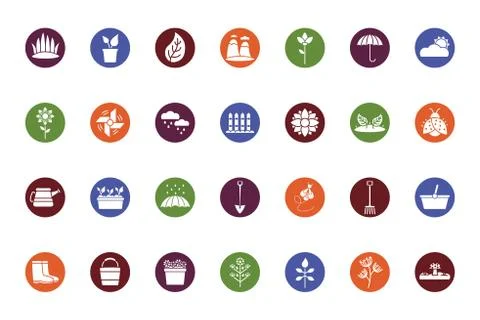 Bundle of spring set block icons Stock Illustration