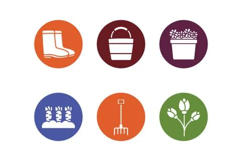Bundle of spring set block icons Stock Illustration