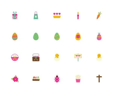 Bundle of spring set flat icons Stock Illustration