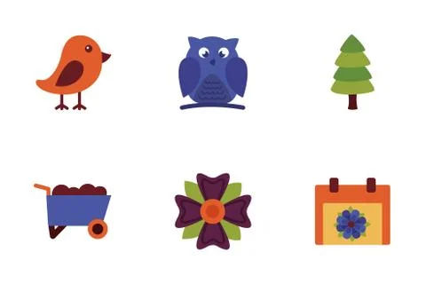 Bundle of spring set flat icons Stock Illustration