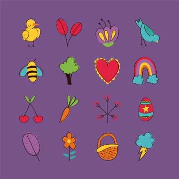 Bundle of spring set hand draw icons イラスト素材