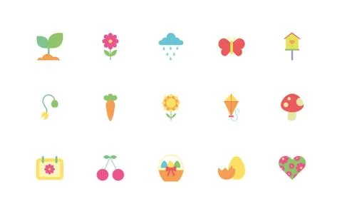 Bundle of spring set icons Stock Illustration