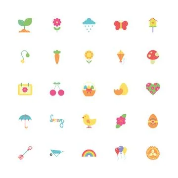 Bundle of spring set icons Stock Illustration