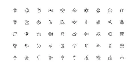Bundle of spring set line icons Stock Illustration