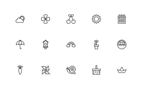Bundle of spring set line icons Stock Illustration