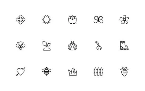 Bundle of spring set line icons Stock Illustration