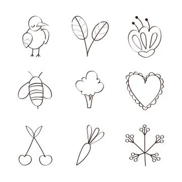 Bundle of spring set line icons Stock Illustration