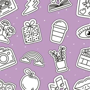 Bundle of stickers set icons pattern Stock Illustration