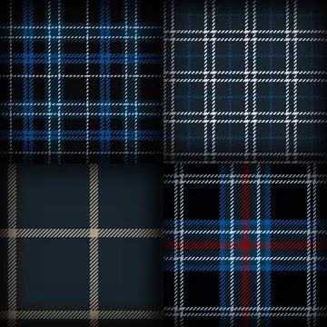 Bundle tartan scotland pattern with blue, red and white colors vector illus.. Stock Illustration