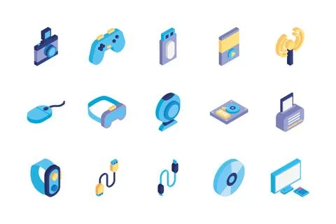 Bundle of technology devices icons Illustrazione stock