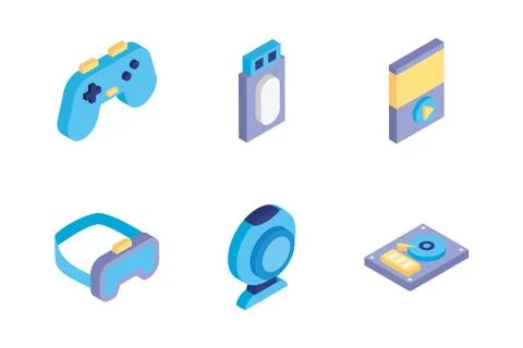 Bundle of technology devices icons Stock Illustration